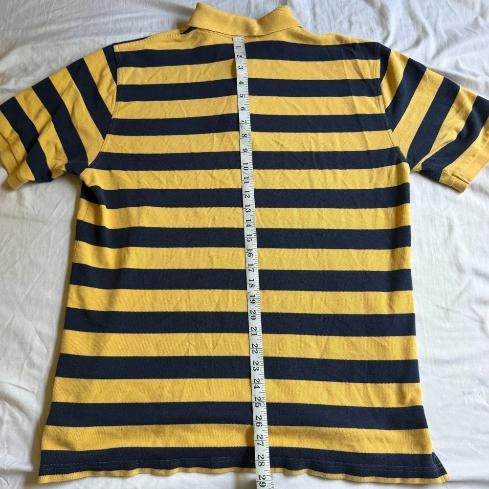 Brooks Brothers 346 performance polo yellow Mens Large Blue Striped Cotton - Picture 5 of 5